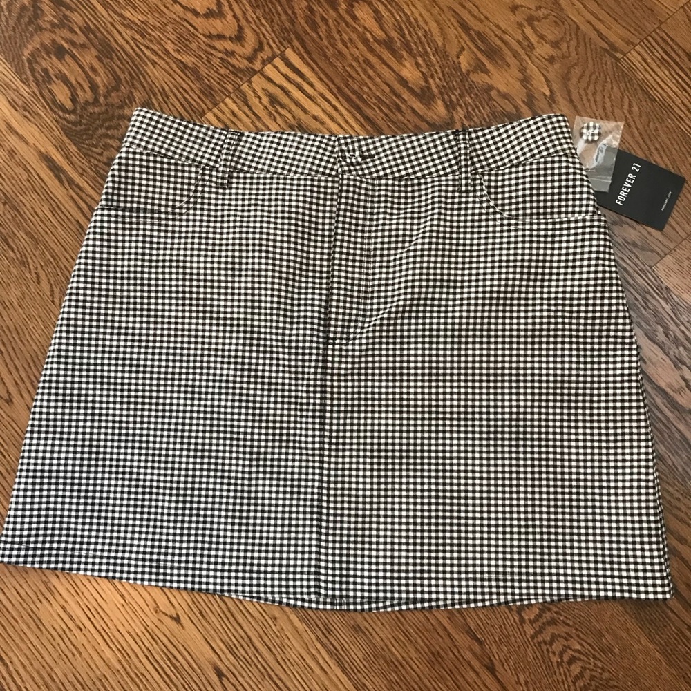 Gingham Print A-Line Skirt